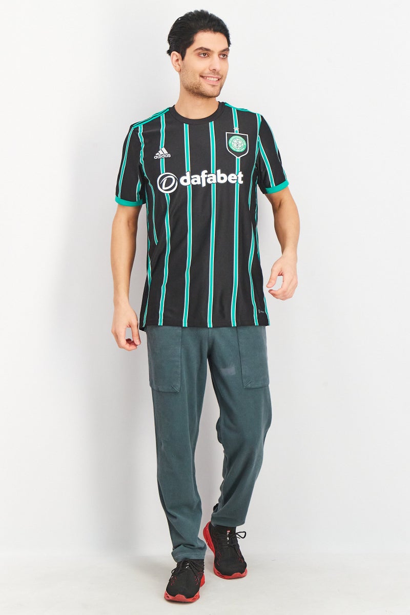 Adidas ملابس رياضية للرجال بتصميم مناسب مع شعار مطرز، أسود/أخضر/أبيض - Image 2